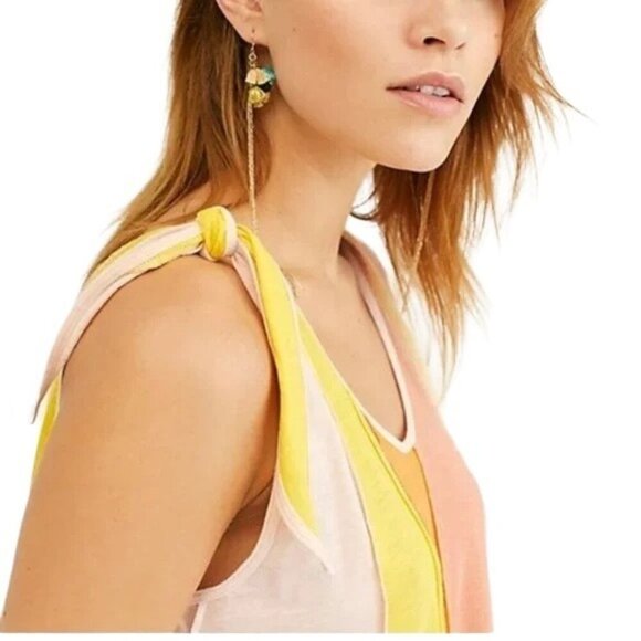 Free People Carousel Yellow Stripe Patchwork Tank Top - Picture 3 of 8